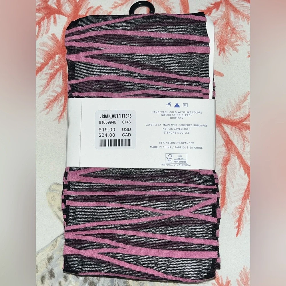Urban Outfitters Black and Pink Striped Stockings Hosiery SZ M/L NEW NWT